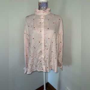 Heart Striped Pink White Valentines Long Sleeve Shirt 💗